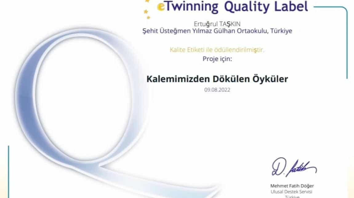 E-twinning Projemiz Ulusal Kalite Etiketi ile Ödüllendirildi